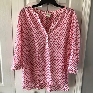 Red and White Lightweight Womens' Top by St. John's Bay, XL, VGUC